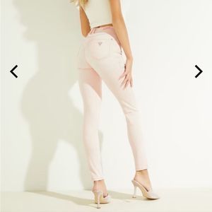 Guess 1981 Skinny Pink Pinstripe High Rise Jeans - Size 27